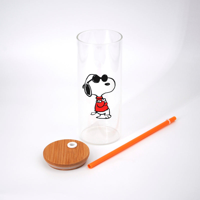 Peanuts Happy Sips 23oz Decorated Glass Tumbler w/ PP Straw & Bamboo Lid - Open Stock w/ U-Label