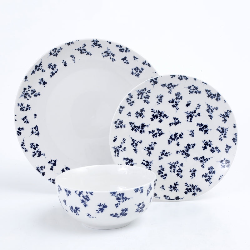 Gibson Home Mountain Thistle 12pc Pad Pad Print Porcelain Dinnerware Set - Gift Box