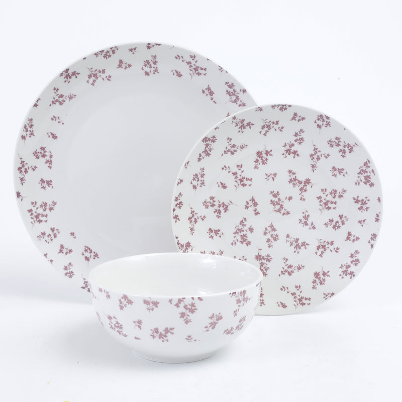 Gibson Home Mountain Thistle 12pc Pad Pad Print Porcelain Dinnerware Set - Gift Box