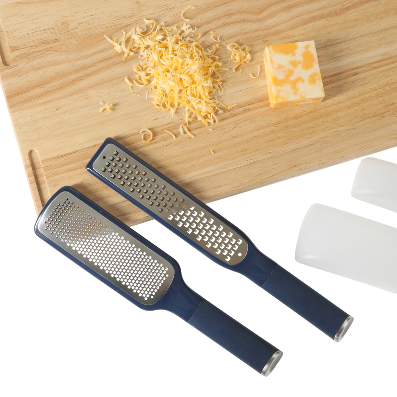 Calphalon Edge - 2 pc Stainless Steel Head Long & Short Graters w/ Cover - Open Stock w/ Tie Card
