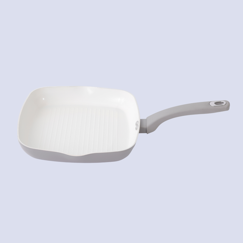 Martha Stewart Everyday Rexford 10" Forged Aluminum Grill Pan - Warm Grey - Square - Ceramic Non-Stick - Induction Base - Soft Touch Handle - Open Stock Color Label