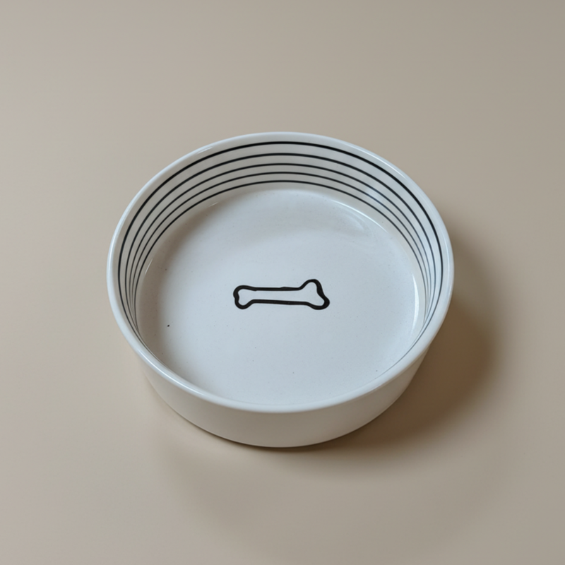 Peanuts Suppertime Favorites 6.5" Pet Bowl - Decorated - Stoneware - Open Stock w/ UPC Label