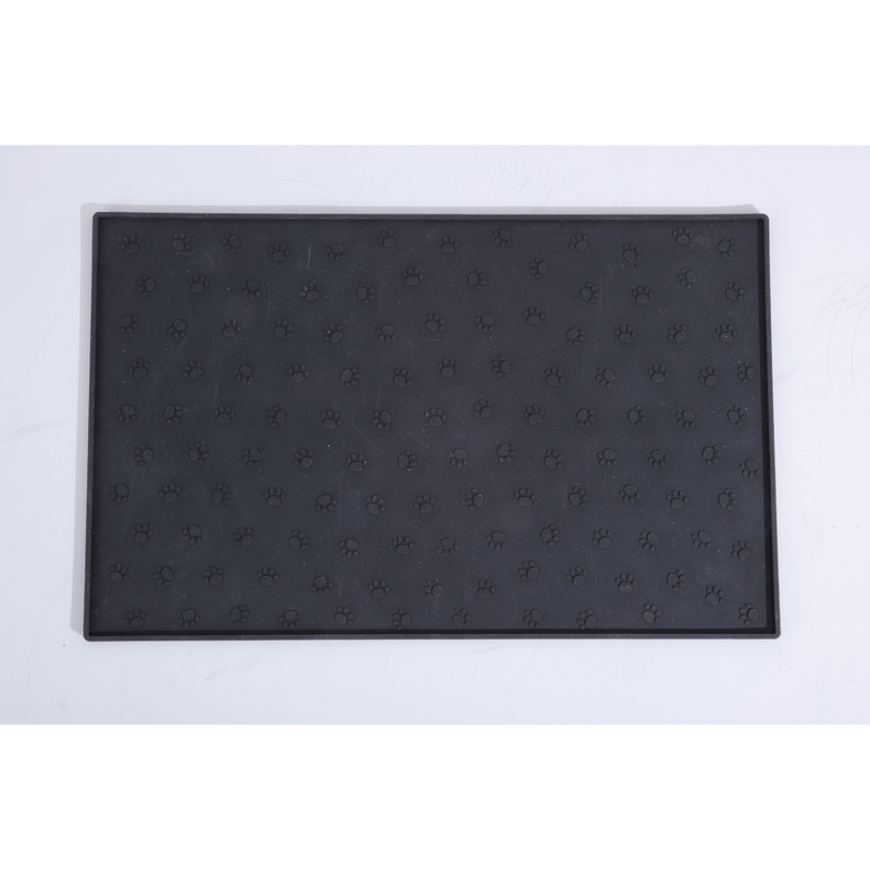 Gibson Home Paw Creations 18.75" Feeding Mat - Rectangle - Black - Silicone - Open Stock w/ Sticker