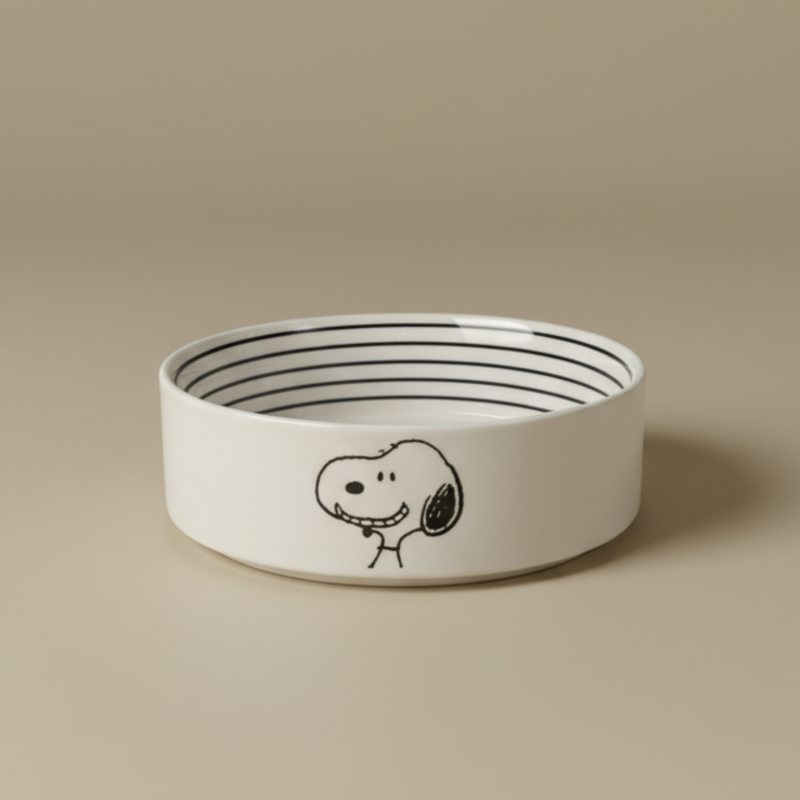 Peanuts Suppertime Favorites 6.5" Pet Bowl - Decorated - Stoneware - Open Stock w/ UPC Label