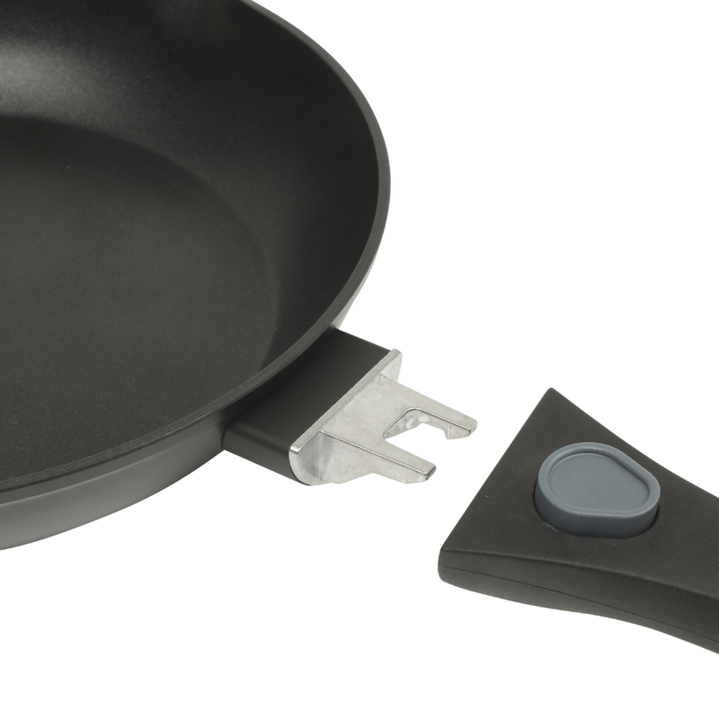 Oster Smarthandle Advance 4pc Forged Aluminum 1.8 qt Sauce Pan w/ Lid & 10" Frying Pan w/ Detachable Handle - Matte Black - Non-Stick Interior - Induction Base - Bakelite Handle - Gift Box (Open Window)