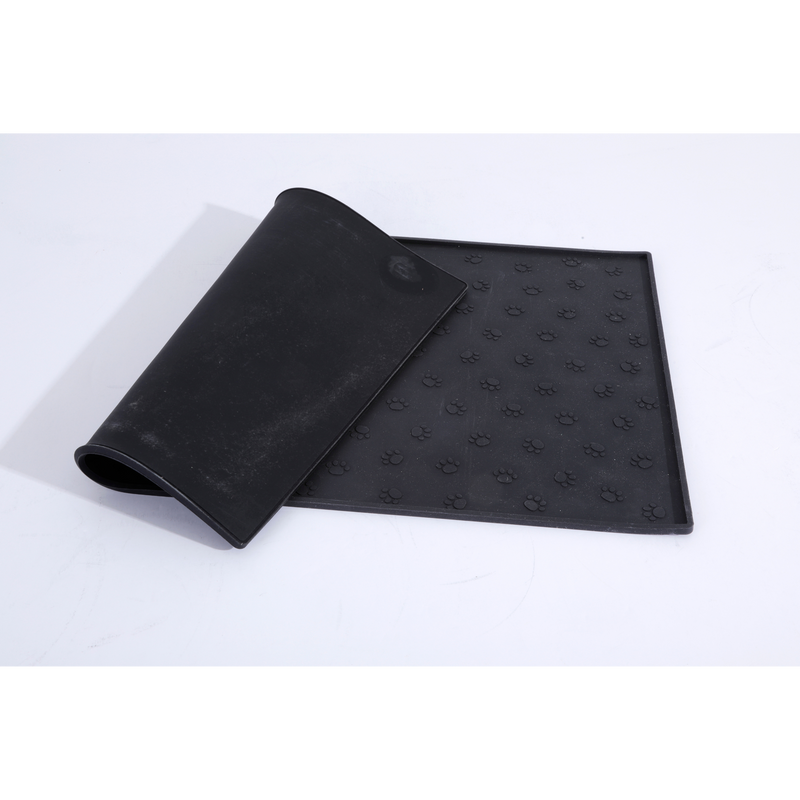 Gibson Home Paw Creations 18.75" Feeding Mat - Rectangle - Black - Silicone - Open Stock w/ Sticker