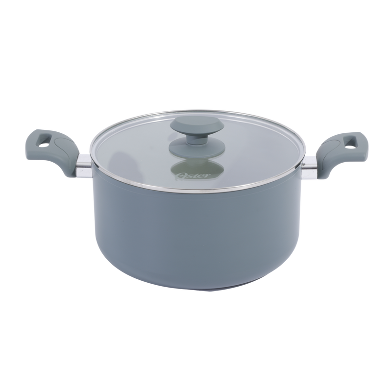 Oster Sutterville Choice 10pc Aluminum Cookware Set w/ Flat Glass Lid - Ceramic Non-Stick Interior - Soft Touch Handle - Gift Box w/ Remailer