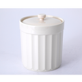 Martha Stewart Broadbrook 7" Canister w/ Lid - Cream - Solid Color - Stoneware - Color Sleeve