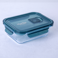 Martha Stewart Shadowbrook 21 oz Borosilicate Glass Storage Container w/ PP Lid - Green Lid - Rectangle - Color Sleeve