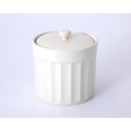 Martha Stewart Broadbrook 5.9" Canister w/ Lid - Cream - Solid Color - Stoneware - Color Sleeve