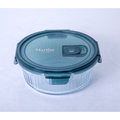 Martha Stewart Shadowbrook 31 oz Borosilicate Glass Storage Container w/ PP Lid - Green Lid - Round - Color Sleeve