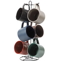 Gibson Home Dutch Yard 6pc 16oz Mug Set w/ Metal Rack - 6 Assorted Colors - Solid Color - Stoneware - Gift Box