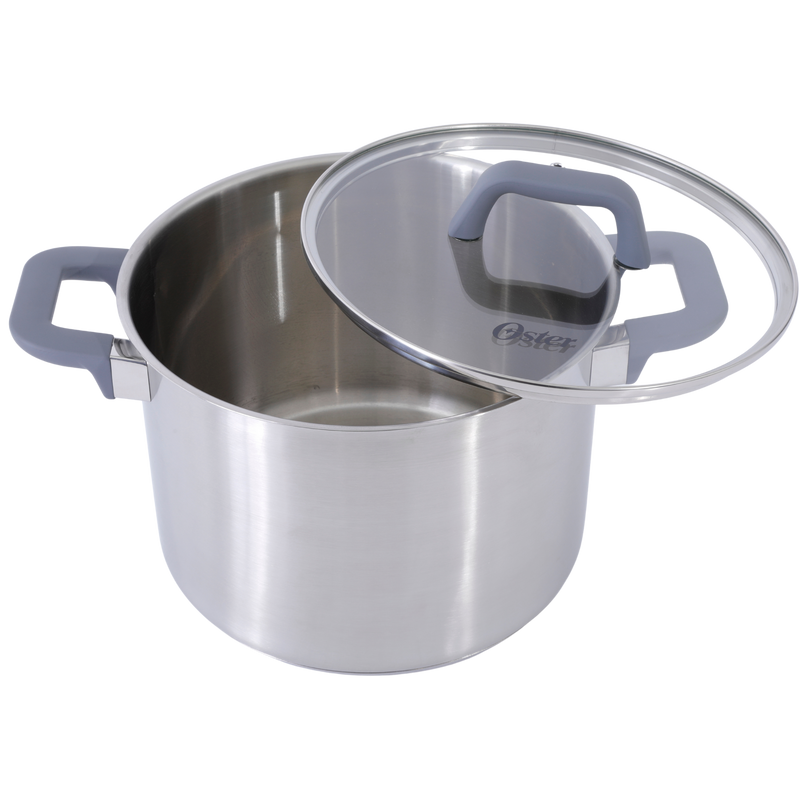 Oster Beauford 8qt Stainless Steel Stock Pot w/ Lid - Soft Touch Handle - 5 Ply Base - Color Sleeve