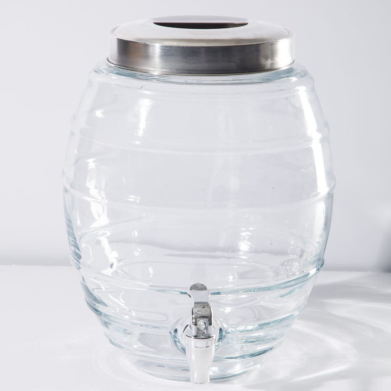 Gibson Home General Store 2.1 Gallon Beverage Dispenser - Barrel Shape - Clear - Gift Box