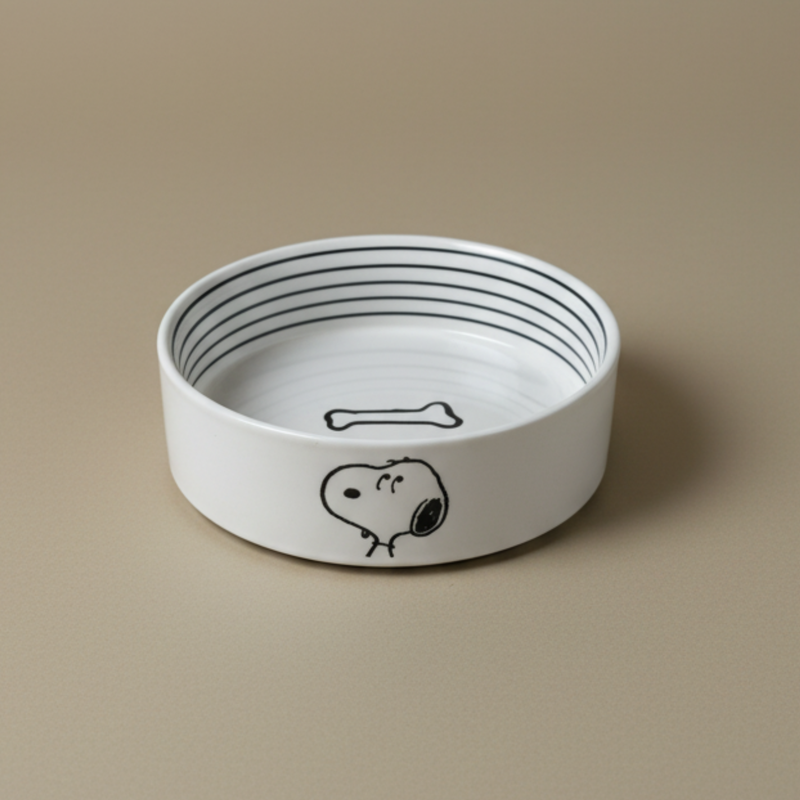 Peanuts Suppertime Favorites 6.5" Pet Bowl - Decorated - Stoneware - Open Stock w/ UPC Label