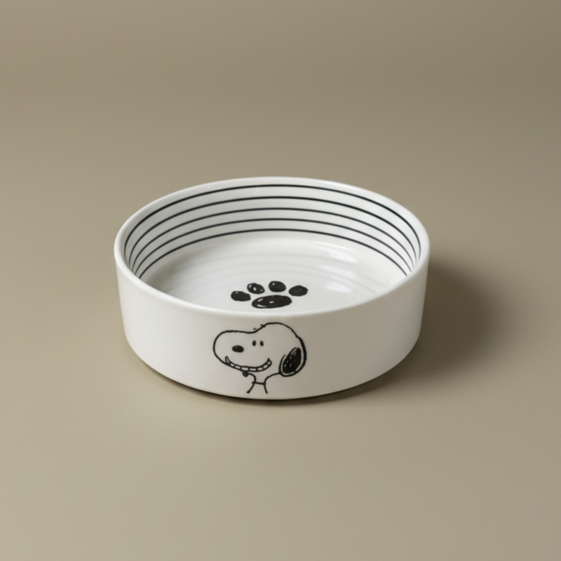 Peanuts Suppertime Favorites 6.5" Pet Bowl - Decorated - Stoneware - Open Stock w/ UPC Label