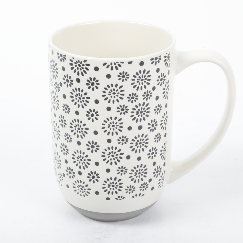 Mr. Coffee Dutton Springs 19oz Mug - 4 Assorted Designs - Wax Relief - White - Stoneware - U-Label