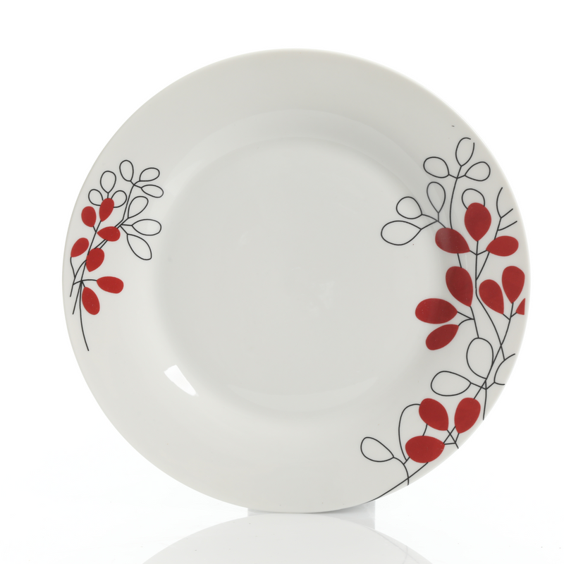 Gibson Home Scarlet Leaves 12pc Dinnerware Set - Decorated - Fine Ceramic - Gift Box