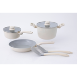 Gibson Home Barnsdall 7 pc Aluminum Cookware Set w/ Kitchen Tools - Ceramic Non-Stick Interior - Soft Touch Bakelite Handle - Gift Box