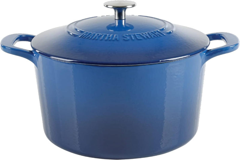 Martha Stewart Gatwick 7qt Enamel Cast Iron Dutch Oven w/ Lid - Classic Blue / Gunmetal Gray / Martha Blue / White / Yellow