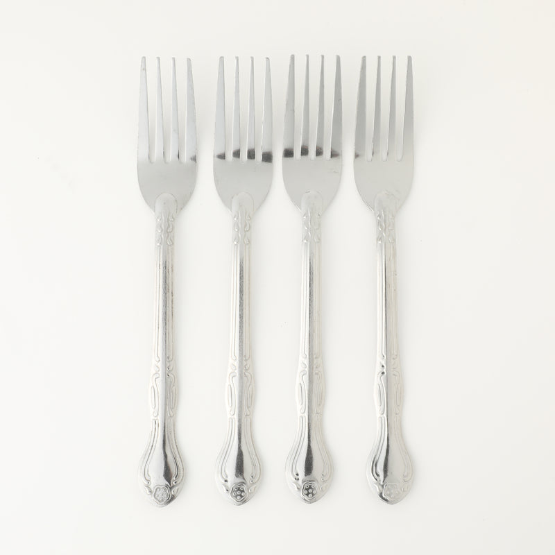 Gibson Home Abbie 4 Pack Dinner Fork - Tumble Finish - Stainless Steel - Hang Tag - PDQ