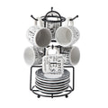 Gibson Home Espresso Expressions 12pc 2.7oz Espresso Cup & Saucer Set w/ Metal Caddy - White/Black - Gift Box