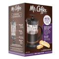 Mr. Coffee Cafe  Oasis 32oz Glass Coffee Press w/ Scoop - Black - PP Handle & Knob - Stainless Steel Band - Gift Box