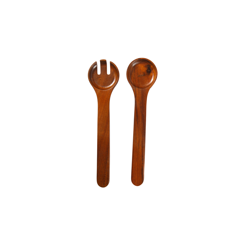 Gibson Elite Gracious Dining 3pc 10.25" x 4" Acacia Wood Salad Bowl Set with 2 Servers - Brown - Gift Box