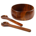 Gibson Elite Gracious Dining 3pc 10.25" x 4" Acacia Wood Salad Bowl Set with 2 Servers - Brown - Gift Box