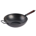 Gibson Home Stargaze Hammered 13" Rust Resistant Carbon Steel Wok - Black - Hammered Exterior - Wood/CS Handle - Color Sleeve