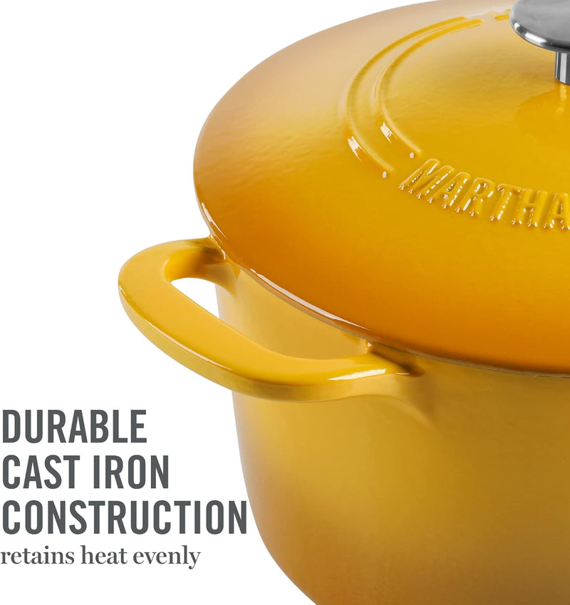 Martha Stewart Gatwick 7qt Enamel Cast Iron Dutch Oven w/ Lid - Classic Blue / Gunmetal Gray / Martha Blue / White / Yellow