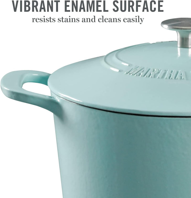 Martha Stewart Gatwick 7qt Enamel Cast Iron Dutch Oven w/ Lid - Classic Blue / Gunmetal Gray / Martha Blue / White / Yellow