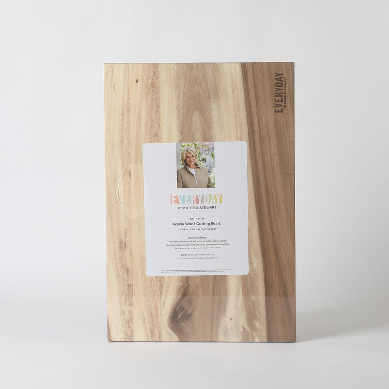 Martha Stewart Everyday Westhaven 18.9" x 12.8" Acacia Wood Cutting Board - Shrink Wrap w/ Color Label