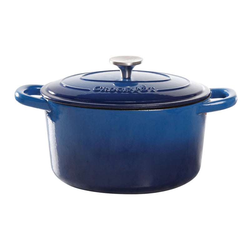 Crock-Pot Artisan 5qt Enamel Cast Iron Dutch Oven w/ Lid - Round - Gift Box - Teal Ombre / Sunset Orange / Sapphire Blue