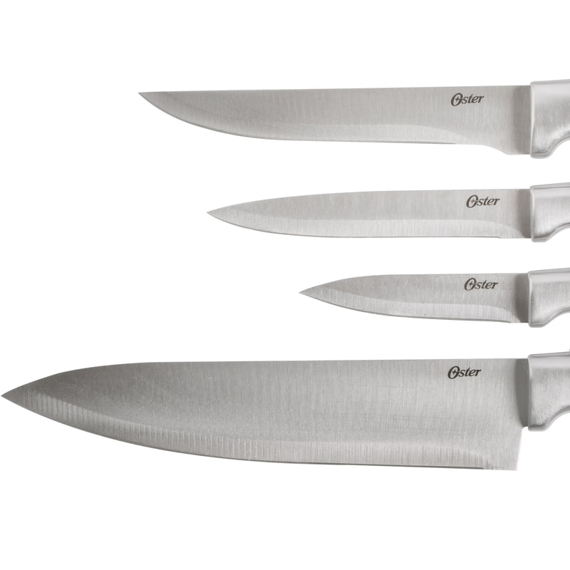 Oster Baldwyn 22pc Stainless Steel Cutlery Set w/ Black Wood Swivel Block - Brushed Satin - Gift Box