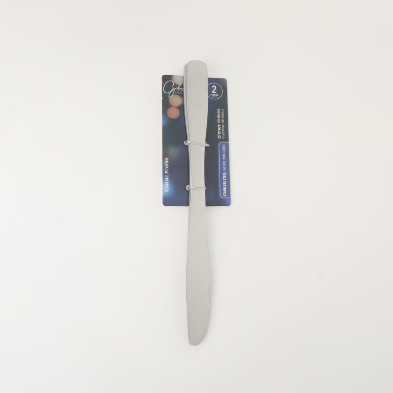 Gibson Home Classic Profile 2 Pack Dinner Knives - Mirror Polished - Stainless Steel - Hang Tag