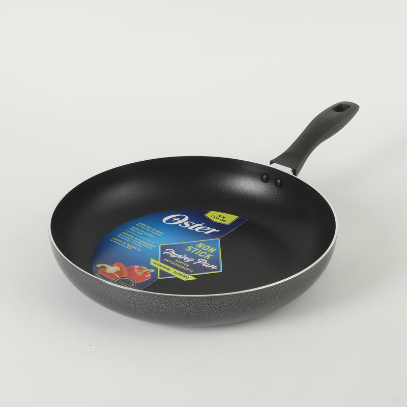 Oster Clairborne 12" Aluminum Frying Pan - Charcoal Grey - Nonstick - Hammered Exterior - Color Coating - Bakelite Handle - Color Sleeve