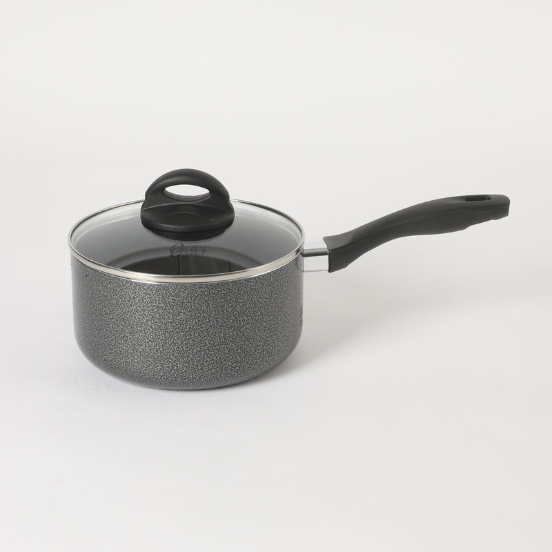 Oster Clairborne 2.5qt Aluminum Sauté Pan w/ Lid - Charcoal Grey - Nonstick - Hammered Exterior - Color Coating - Bakelite Handle & Knob - Shrink Wrap w/ Color Label