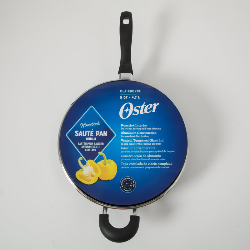 Oster Clairborne 5qt Aluminum Non-Stick Sauté Pan w/ Lid - Shrink Wrap w/ Color Label