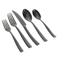Gibson Elite Stonehenge 20pc Stainless Steel Flatware Set - Hammered Handle - Gift Box Black