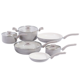 Oster Sutterville Choice 10pc Aluminum Cookware Set w/ Flat Glass Lid - Ceramic Non-Stick Interior - Soft Touch Handle - Gift Box w/ Remailer