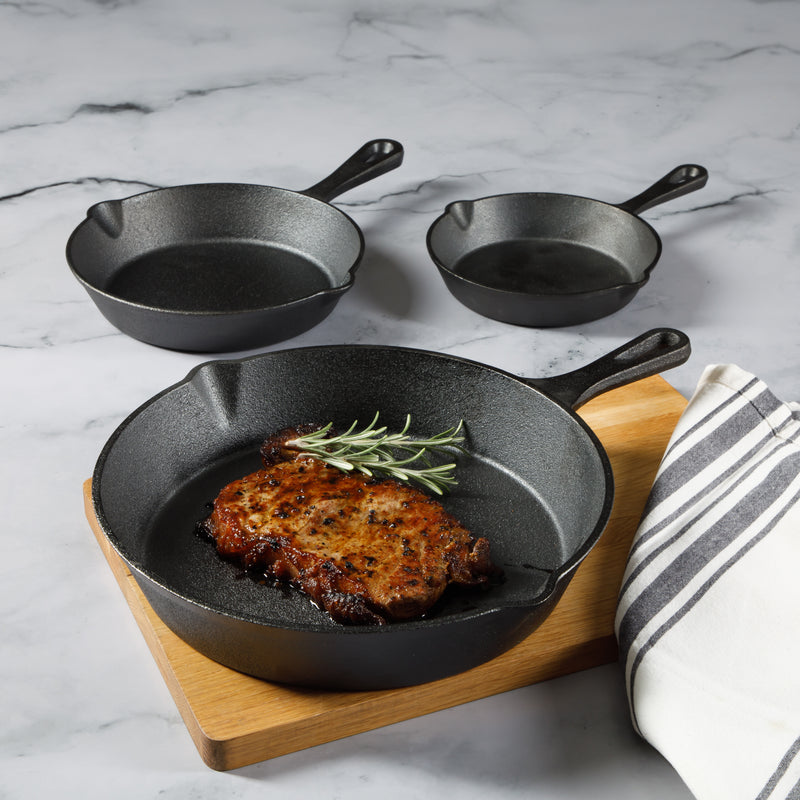 Gibson Home General Store Addlestone 3 pc Preseason Cast Iron Skillet Set - Gift Box