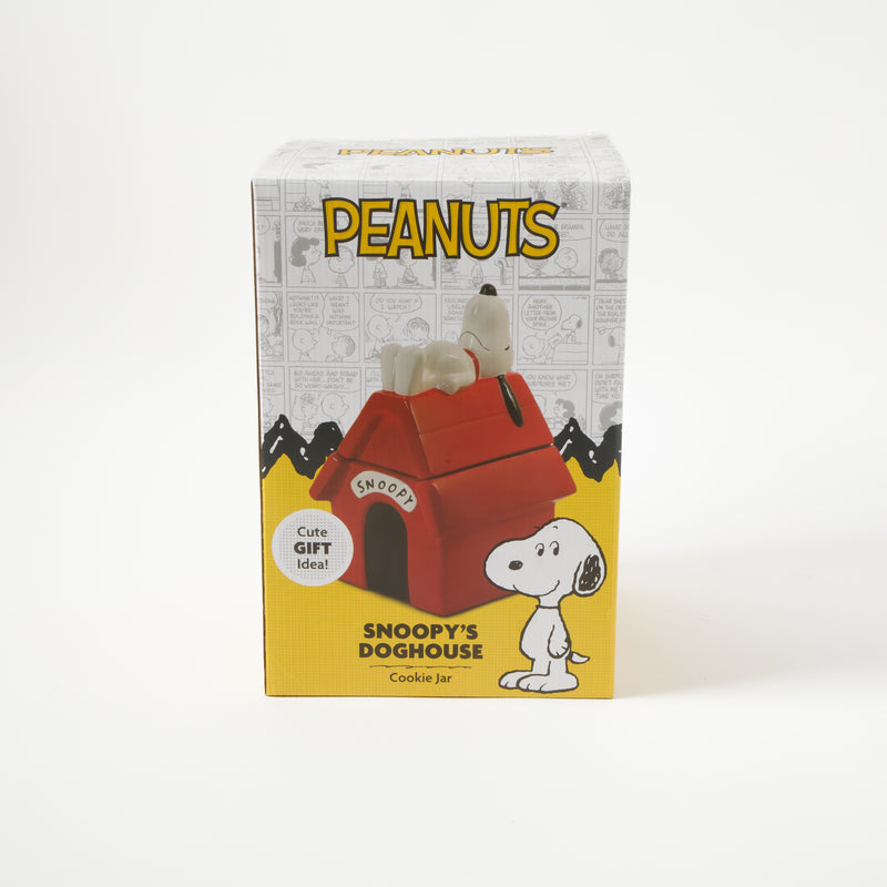 Peanuts Snoopy's Doghouse 11.2" Figural Cookie Jar - Hand Painted - Ceramic - Gift Box w/ Remailer