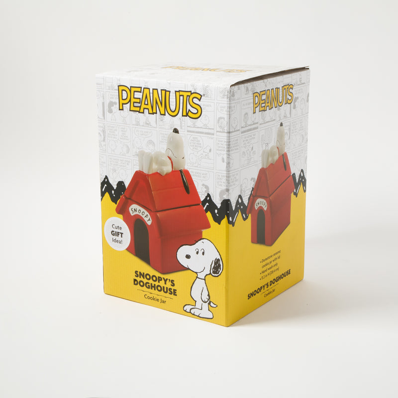 Peanuts Snoopy's Doghouse 11.2" Figural Cookie Jar - Hand Painted - Ceramic - Gift Box w/ Remailer