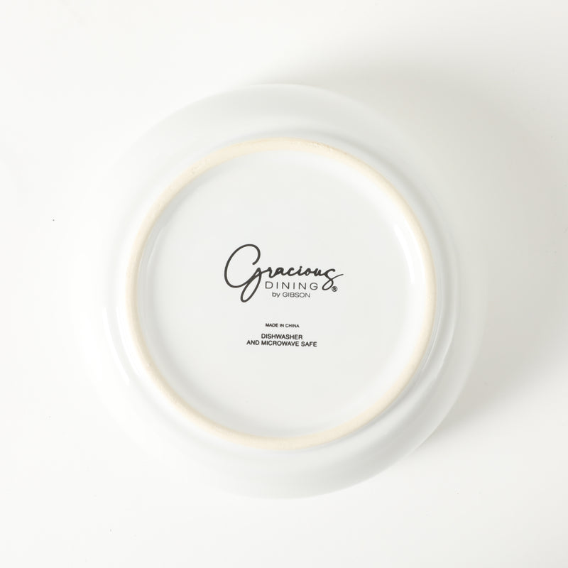 Gibson Elite Gracious Dining 3-Tier Bowl Set w/ Metal Rack - White - Round - Stoneware - Gift Box