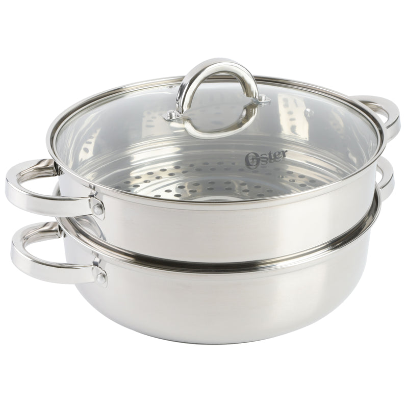 Oster Sangerfield 11" Stainless Steel Everyday Pan w/ Steamer & Lid - Encapsulated Base - Gift Box