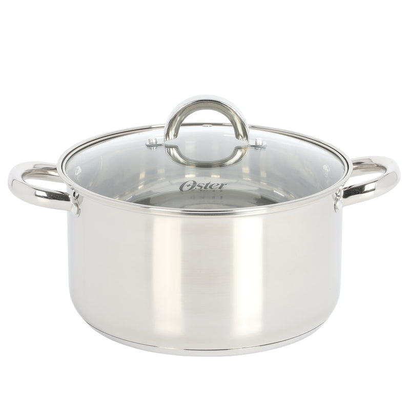 Oster Sangerfield 12 pc Stainless Steel Cookware Set w/ Kitchen Tools - Encapsulated Base - Gift Box w/ Remailer