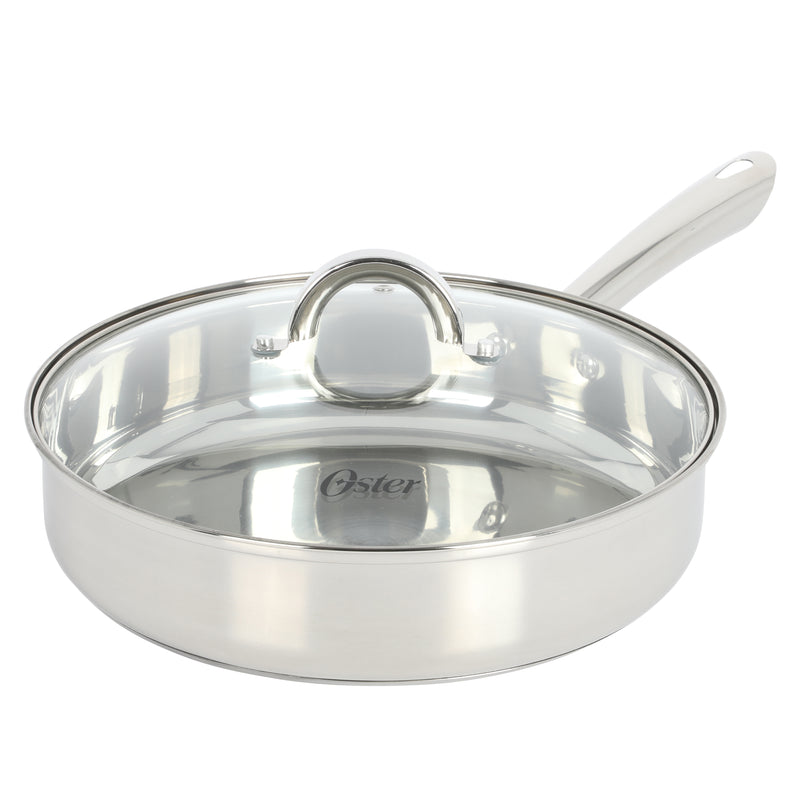 Oster Sangerfield 12 pc Stainless Steel Cookware Set w/ Kitchen Tools - Encapsulated Base - Gift Box w/ Remailer