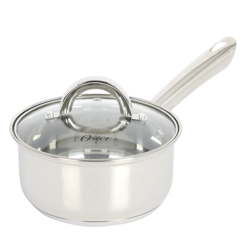 Oster Sangerfield 12 pc Stainless Steel Cookware Set w/ Kitchen Tools - Encapsulated Base - Gift Box w/ Remailer