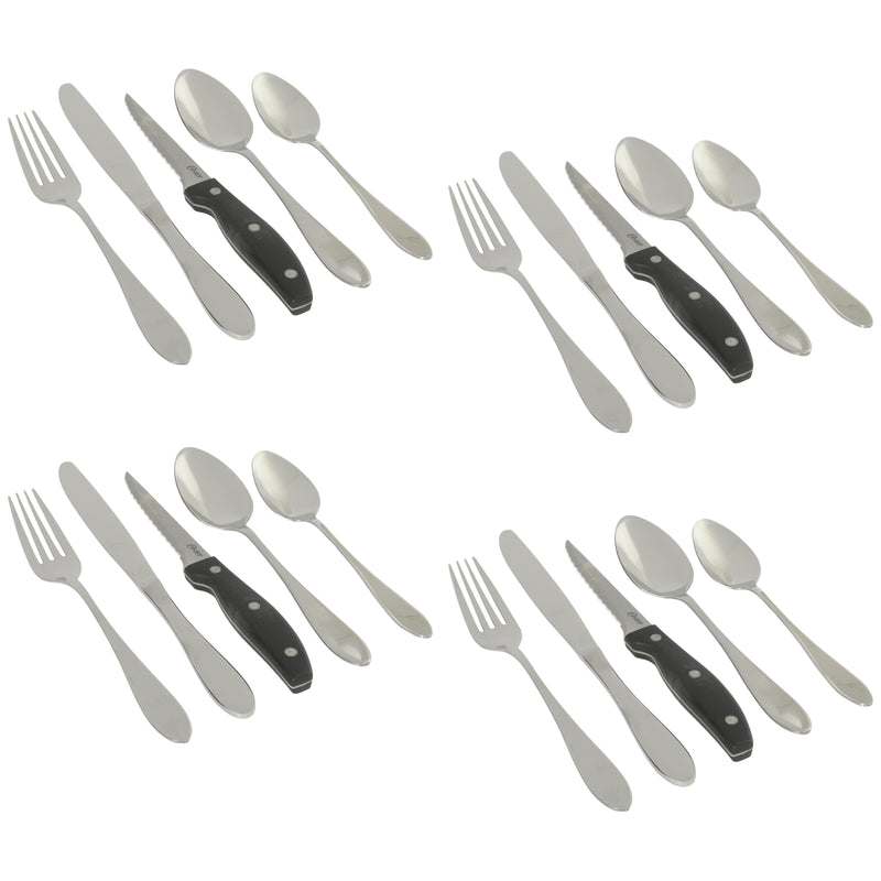 Oster Silvermist 20pc Flatware Set w/ Steak Knives - Stainless Steel - Open Window Gift Box